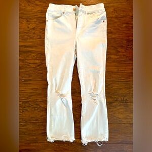 Express White Distressed Cropped Ankle jeans, Sz: 4